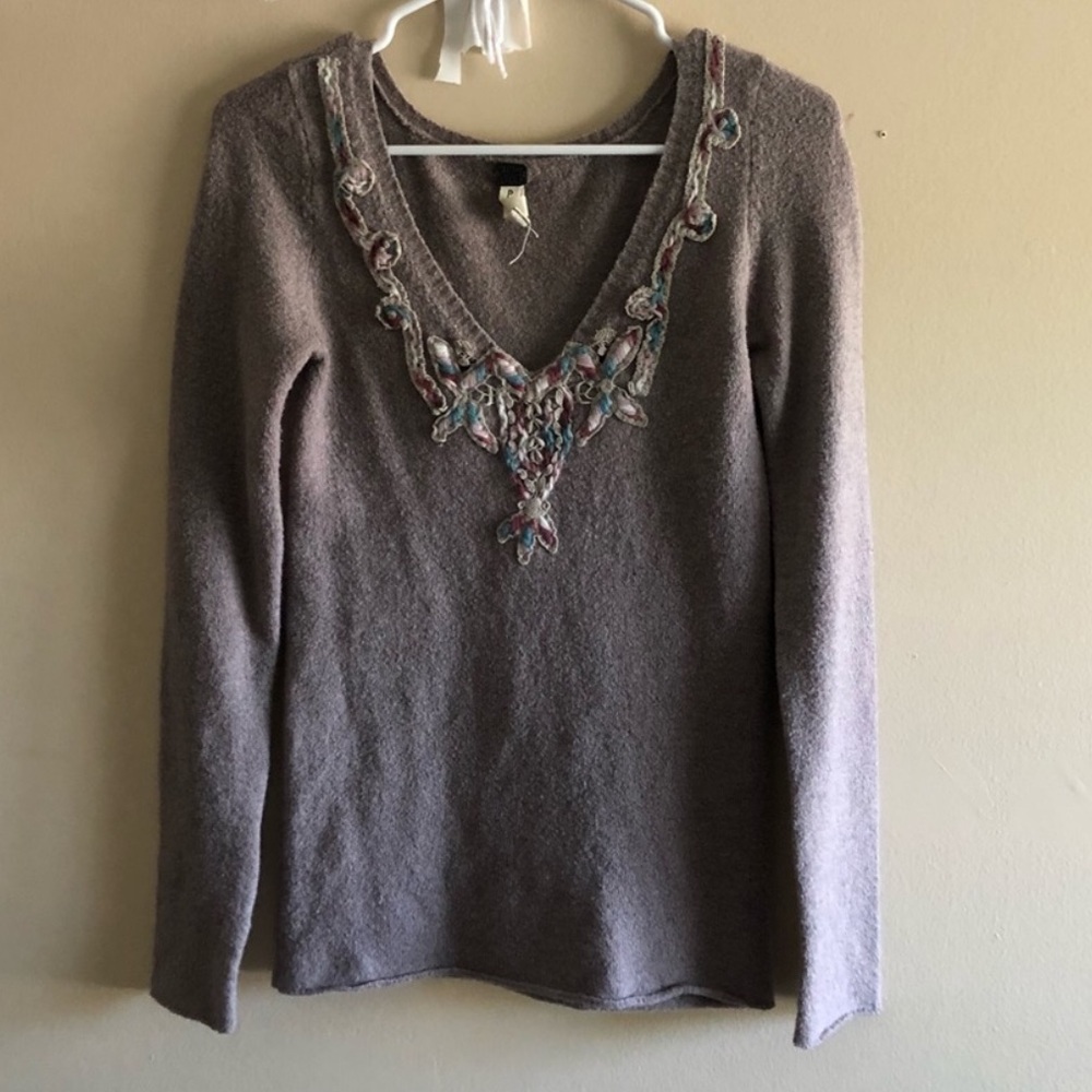 Brown Floral Yarn & Crochet Sweater
